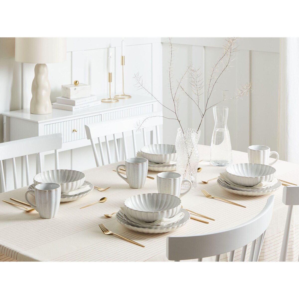 Zestaw 4 głębokich talerzy NETTLE Kamionka Złamana biel