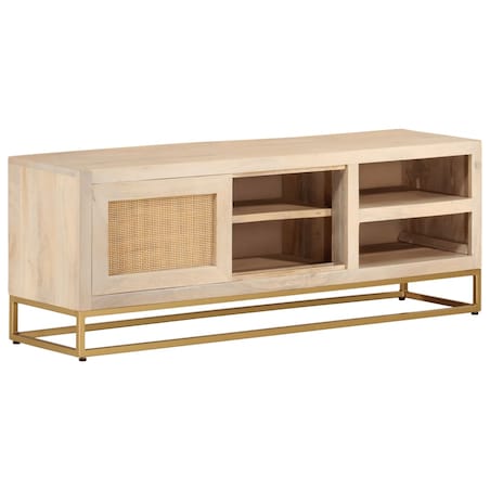 vidaXL Szafka pod TV, 110x30x40 cm, lite drewno mango i żelazo