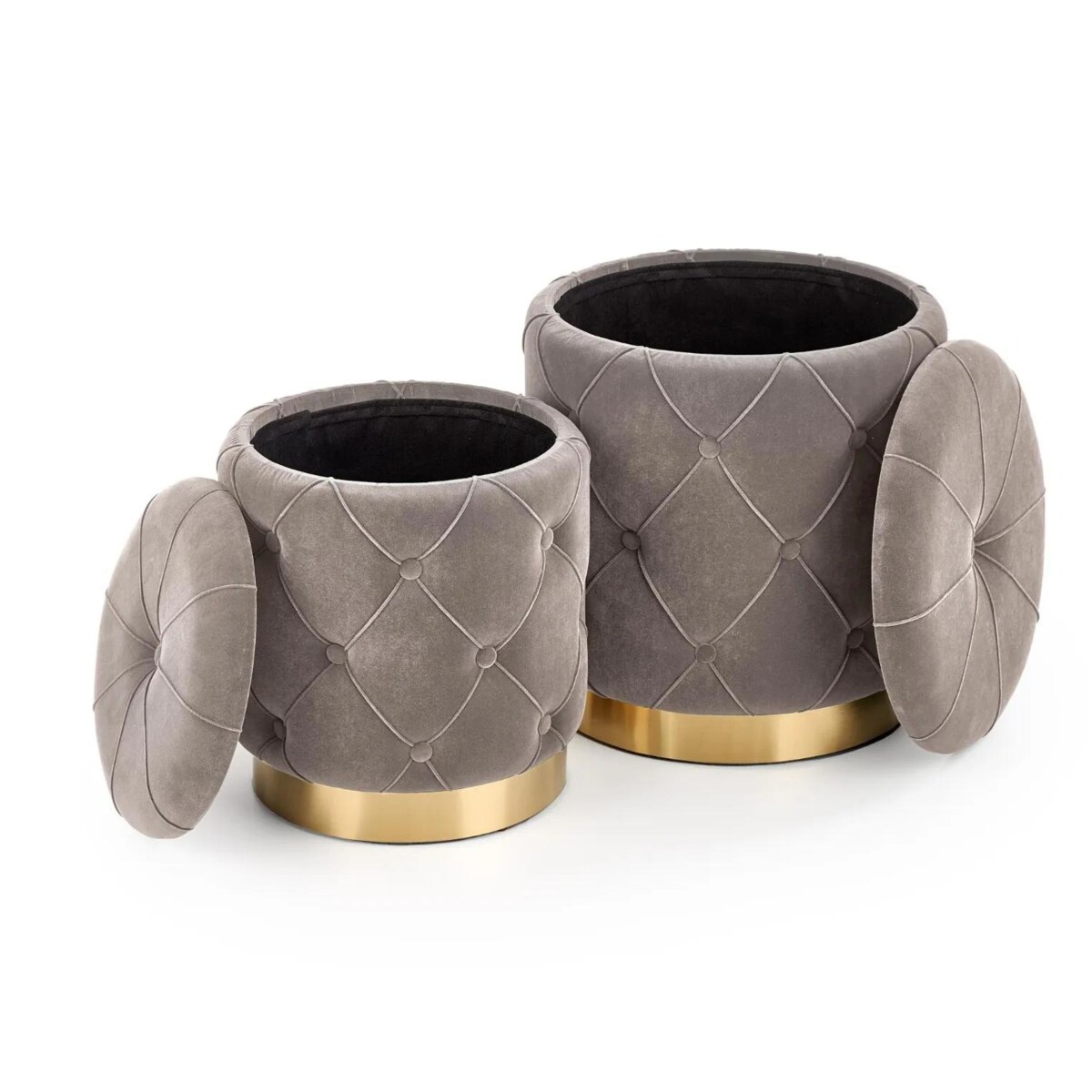 Zestaw puf POLLY VELVET szary