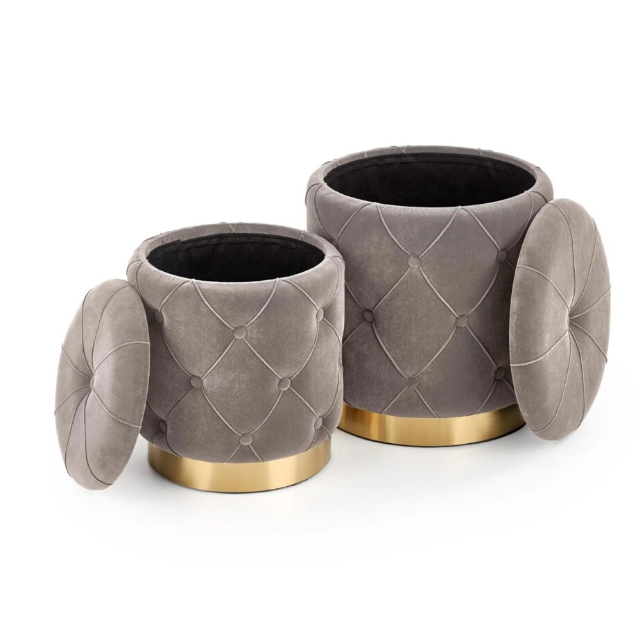 Zestaw puf POLLY VELVET szary