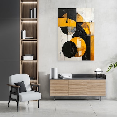 Obraz do salonu sypialni biura loftu, Geometryczna imitacja tekstury zółty czarny
