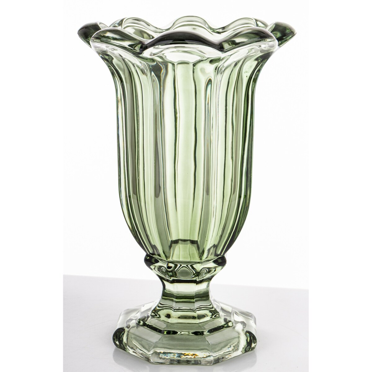 Wazon szklany 32x20x20 cm TAZZA-3 na nóżce zielony