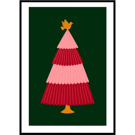 Poster Story, Plakat, Obraz - Kolorowa Choinka z Gołąbkiem, wymiary 42 x 60 cm