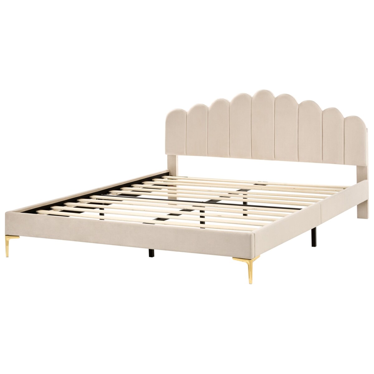 Łóżko Welur SAUVIAN 180 x 200 cm Beżowy