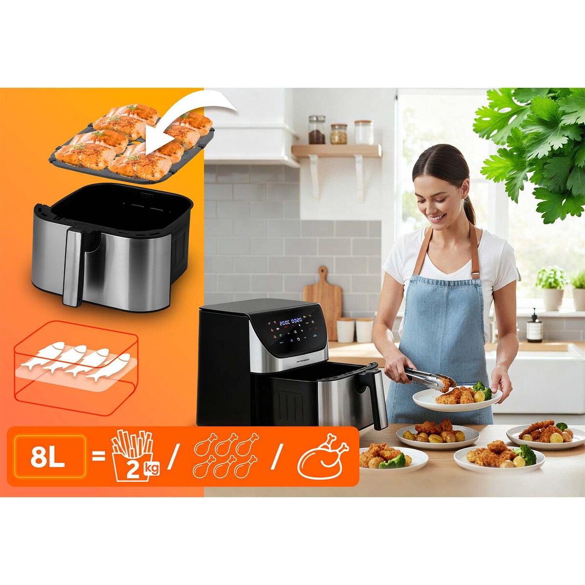Frytkownica beztłuszczowa air fryer frytownica 8l Berdsen BD-659 1700W