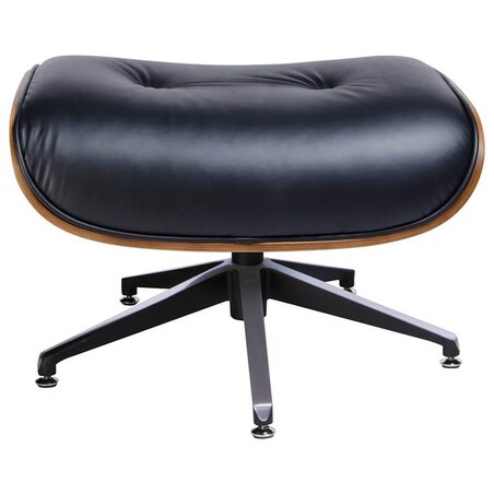 Regulowany fotel Lounge do salonu czarny z podnóżkiem, King Home