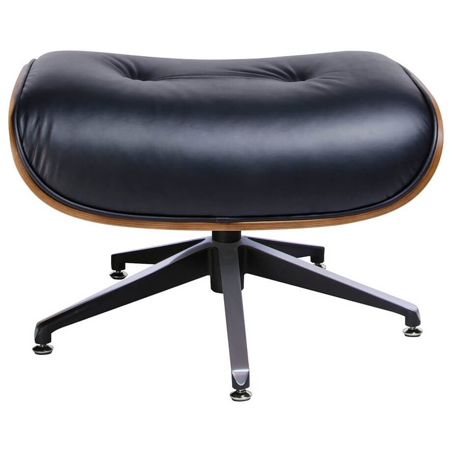 Regulowany fotel Lounge do salonu czarny z podnóżkiem, King Home