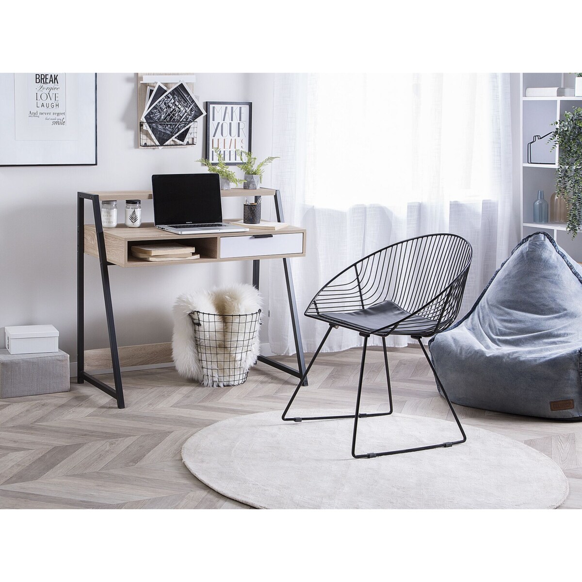 Biurko z szufladą i półką 100 x 50 cm jasne drewno CALVIN