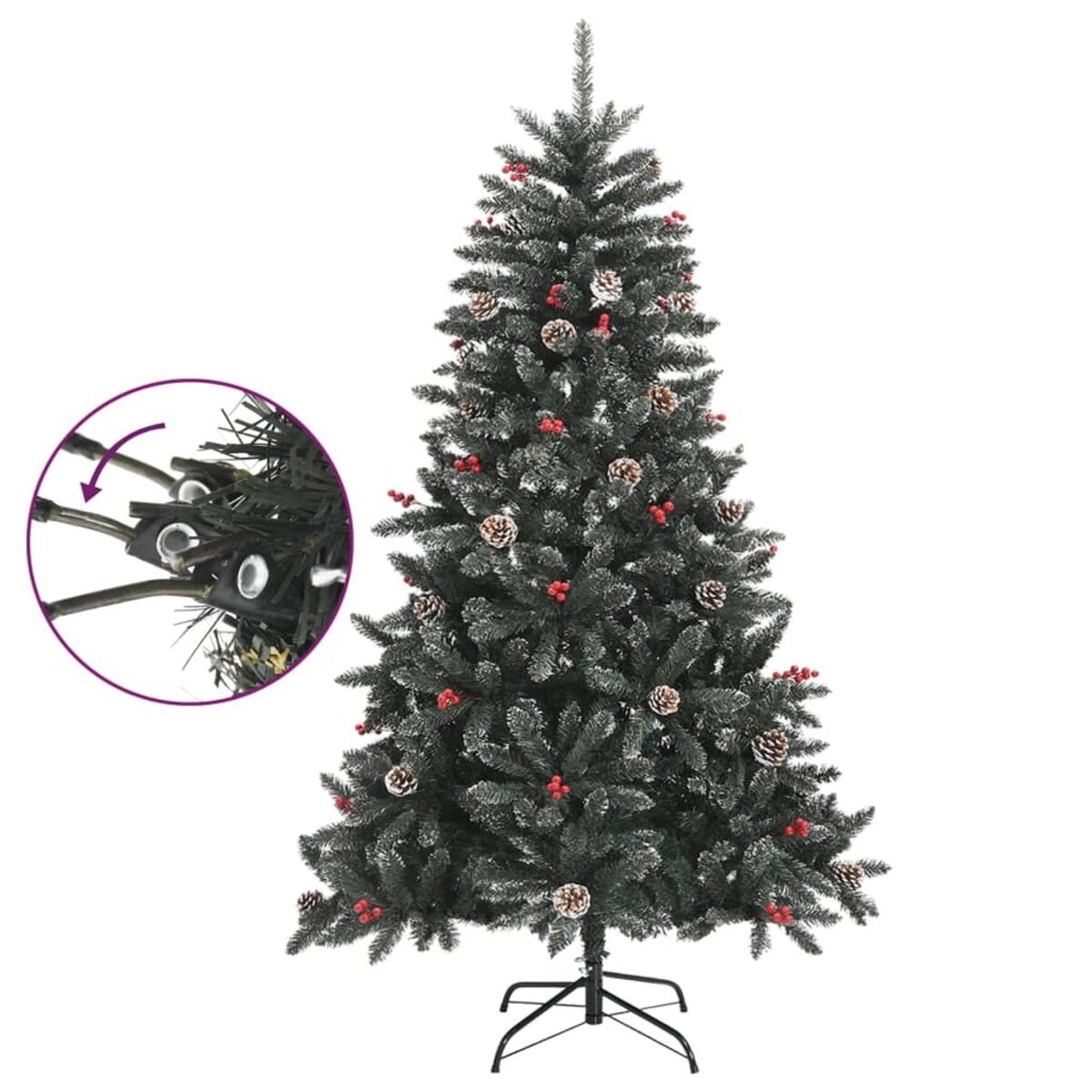 vidaXL Sztuczna choinka ze stojakiem, zielona, 120 cm, PVC