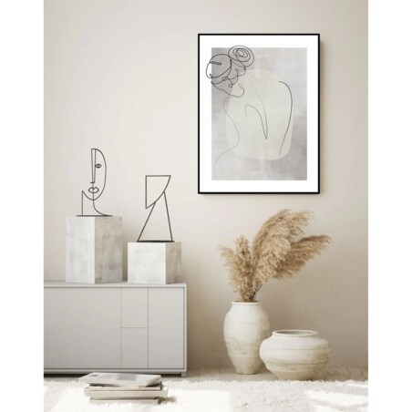 Poster Story, Plakat, Obraz - Kobieta Odwrócona Tyłem w Konturach wymiary 70 x 100 cm