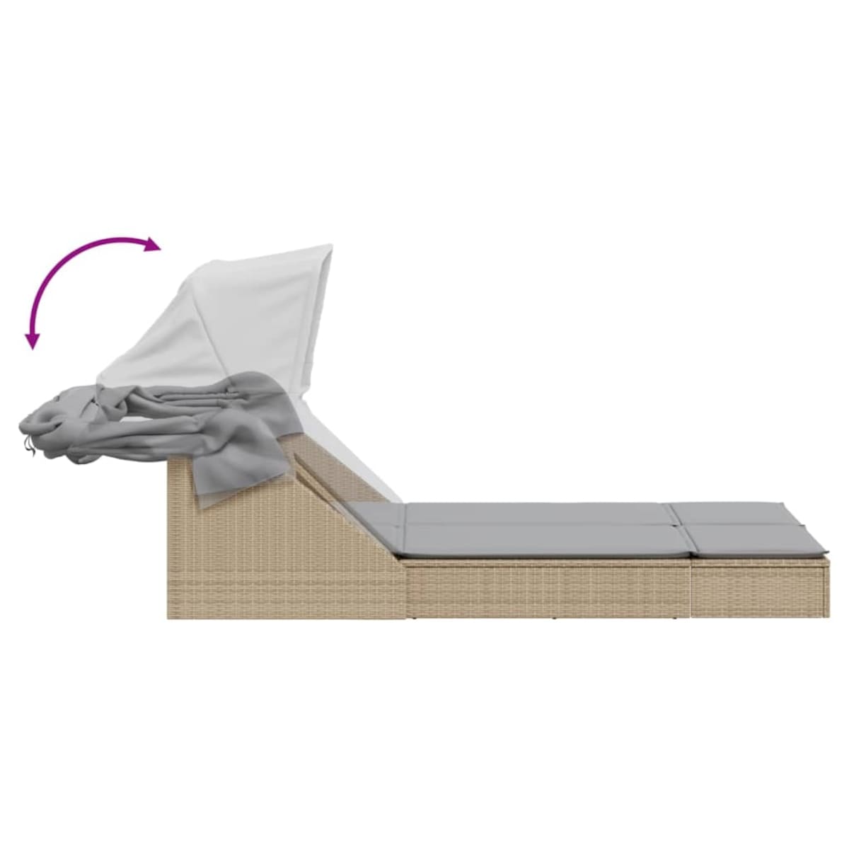 vidaXL Podwójna leżanka z zadaszeniem i poduszkami, beż, polirattan