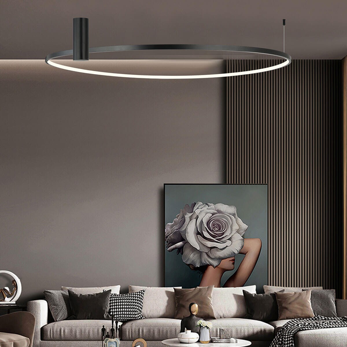 Plafon lampa sufitowa RING LP-909/1C 4L BK Light Prestige LED 50W 4000K metalowa oprawa okrągła pierścień czarny