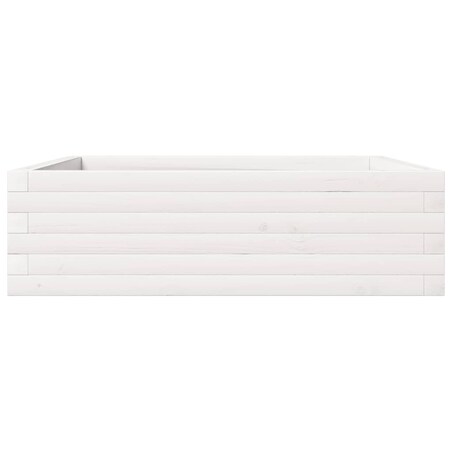 vidaXL Donica ogrodowa, biała, 80x80x23 cm, lite drewno sosnowe