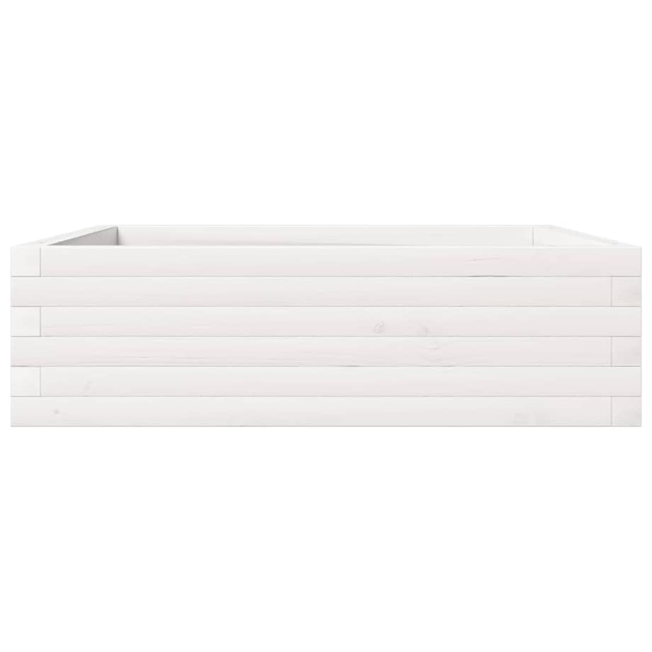 vidaXL Donica ogrodowa, biała, 80x80x23 cm, lite drewno sosnowe