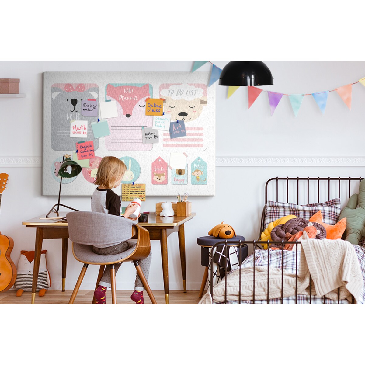 Tablica korkowa Zwierzątka 140x100cm - drewniane pinezki