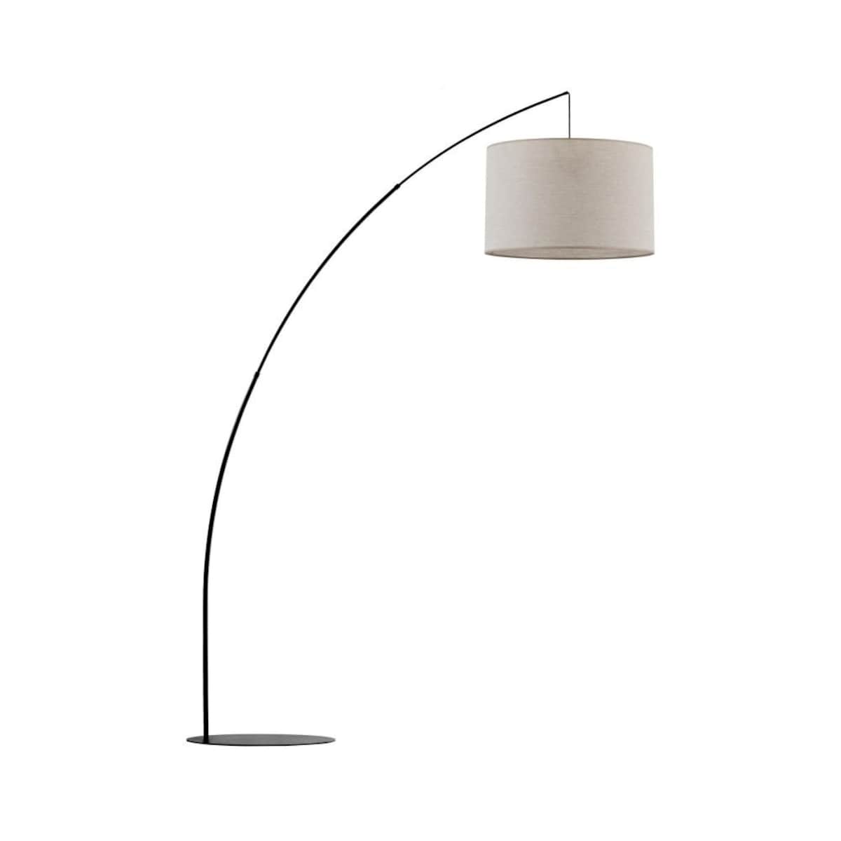 Lampa podłogowa TK Lighting MOBY NATURE 5486 czarna z lnianym abażurem E27, nowoczesna do salonu i sypialni