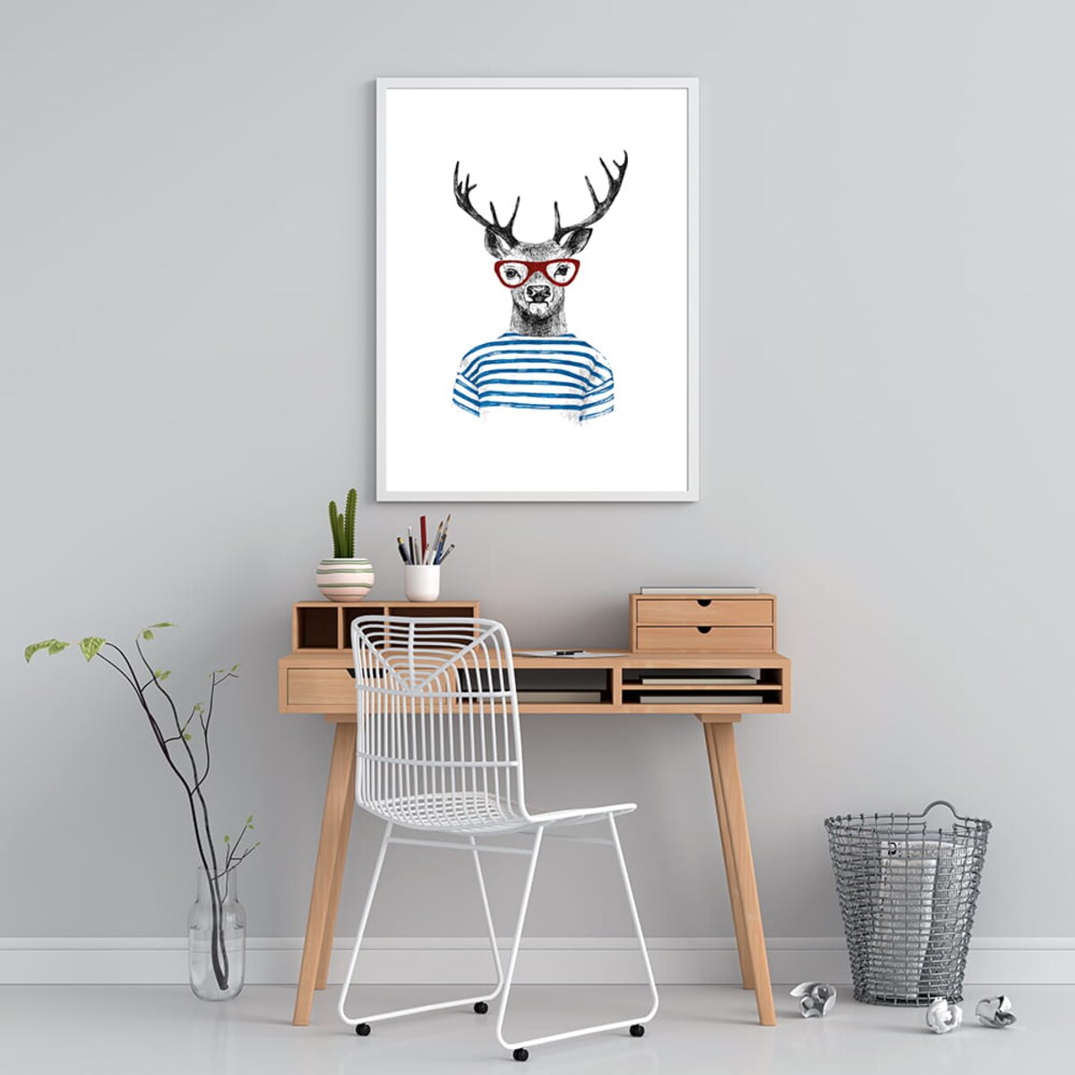 plakat jeleń w okularach 30x40 cm