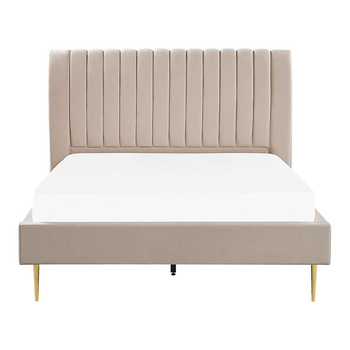 Łóżko welurowe 140 x 200 cm beżowe MARVILLE