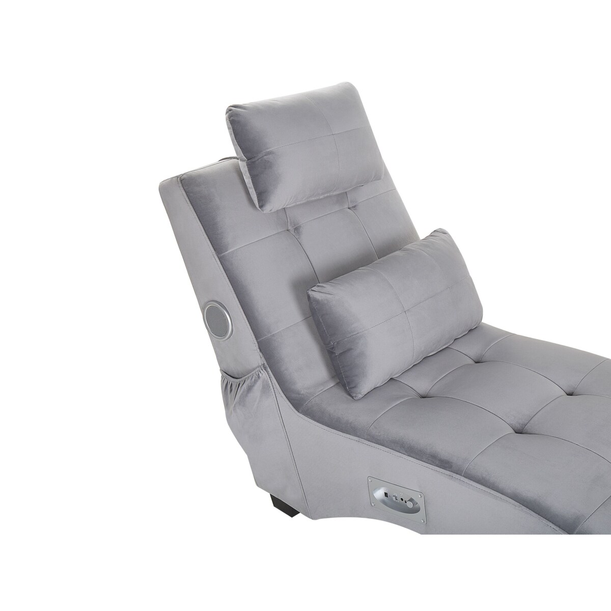 Szezlong welurowy z głośnikiem Bluetooth i portem USB szary SIMORRE