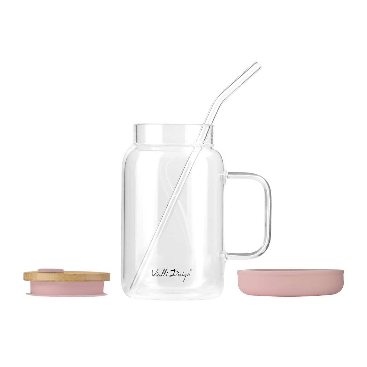 Słoik ze słomką 600 ml różowy Fuori 29842