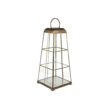 Lampion metalowy, postarzany 3 szt. Gold Line