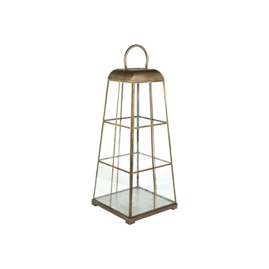 Lampion metalowy, postarzany 3 szt. Gold Line