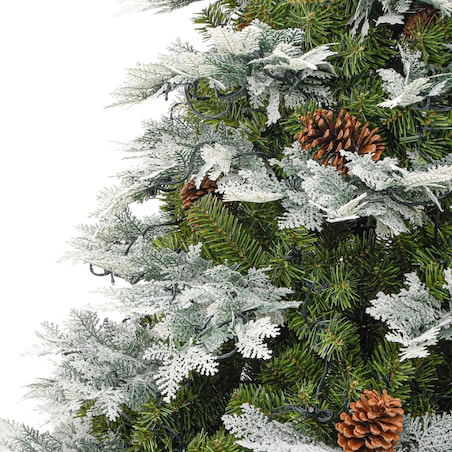 vidaXL Sztuczna choinka z lampkami i szyszkami, zielona 195 cm, PVC/PE