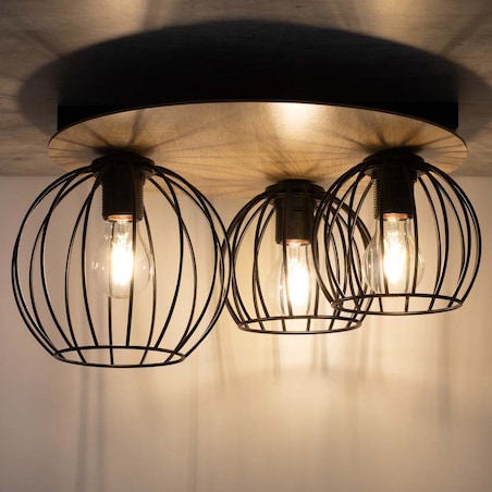 Lampa sufitowa Cyber 32356 druciak do przedpokoju czarny drewno