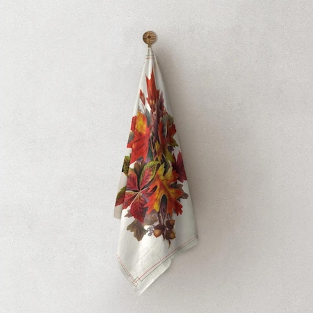 Lniany ręcznik kuchenny - Bukiet jesiennych liści
