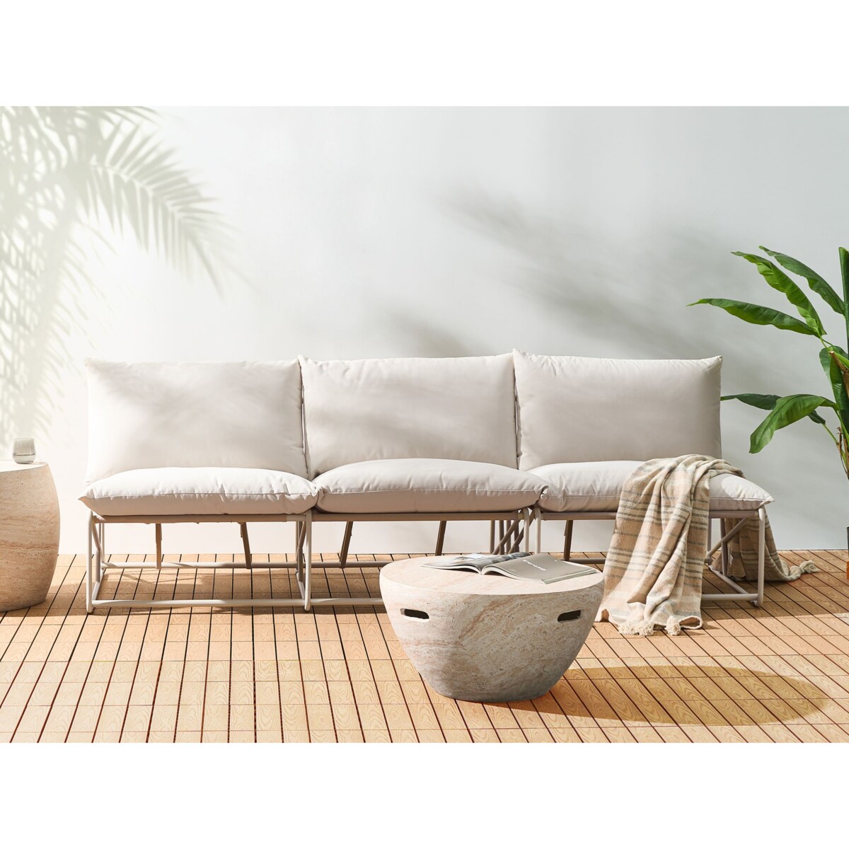 Zestaw ogrodowy dla 3 osób PICO Metal Jasnobeżowy