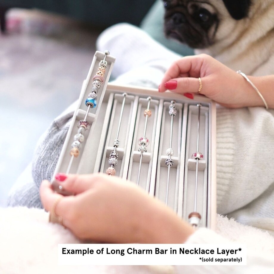 Stojak na charmsy Stackers podwójny jasnoszary velvet