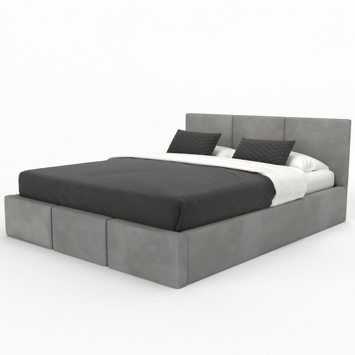 ŁÓŻKO TAPICEROWANE 160x200 ŁÓŻKO PODWÓJNE Z POJEMNIKIEM SZARE