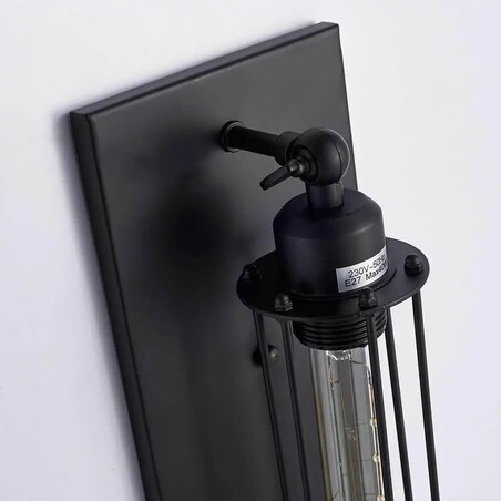 Industrialna lampa ścienna York czarna do przedpokoju