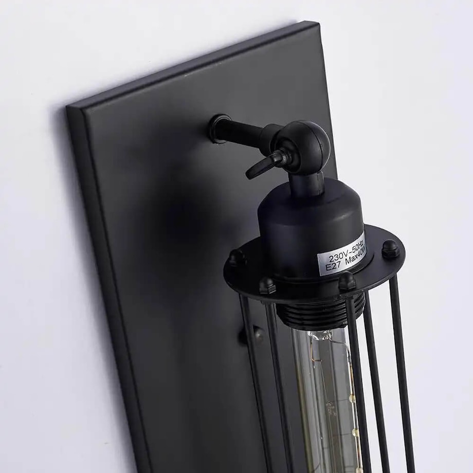 Industrialna lampa ścienna York czarna do przedpokoju