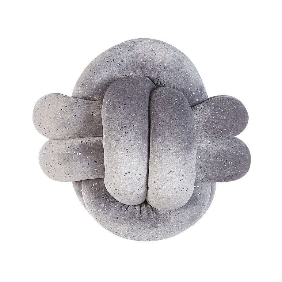 Welurowa poduszka dekoracyjna supeł z brokatem 20 x 20 cm szara MALNI