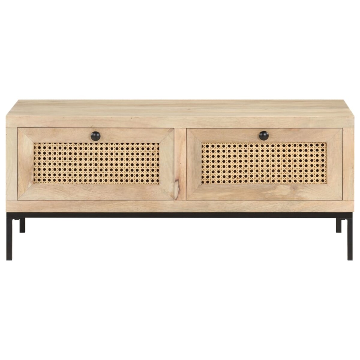 vidaXL Stolik kawowy, 90x50x37 cm, drewno mango i naturalna trzcina