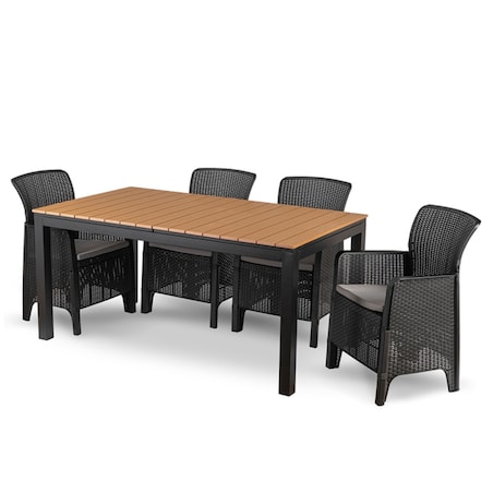 Zestaw Mebli Ogrodowych Na Taras Ogród Technorattan Czarny Dąb