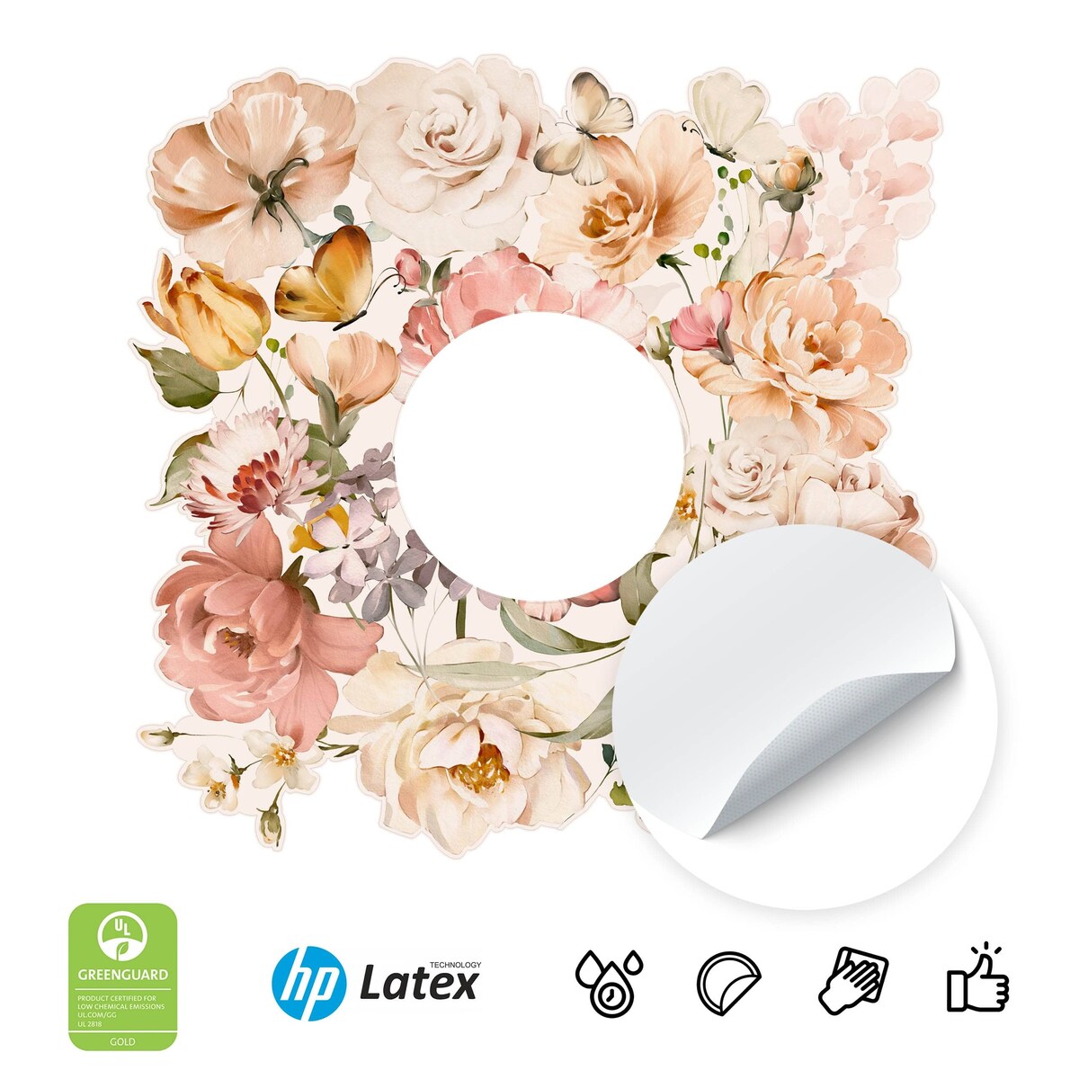 Naklejka Pod Kontakt Włącznik Kwiaty Róże Piwonie Motyle Boho Dla Dzieci 20x20cm