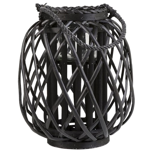 Lampion drewniany 30 cm czarny MAURITIUS