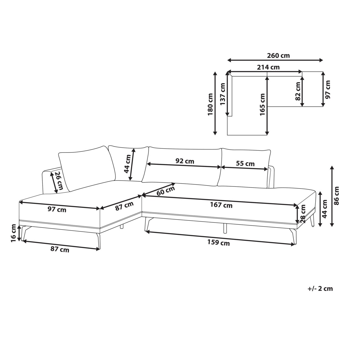 Sofa modułowa MYKEN dla 3 osób Prawostronny