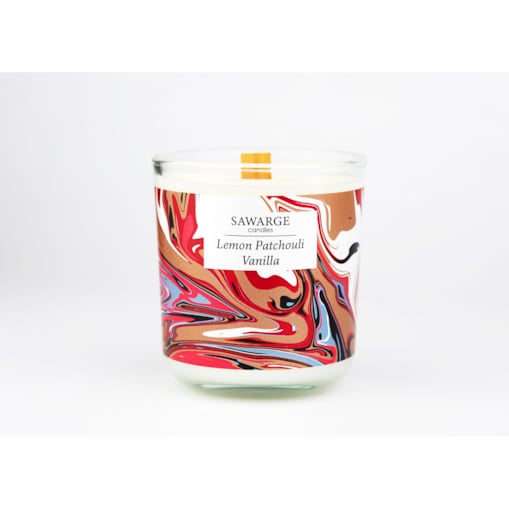 Świeca Zapachowa Sojowa / Drewniany Knot /40h/Cytryna Paczula Wanilia 200g