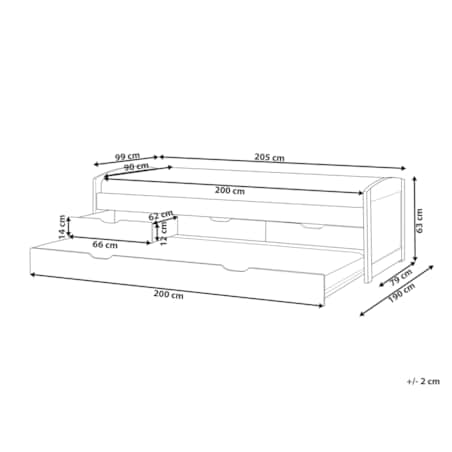 Łóżko wysuwane drewniane 90 x 200 cm jasne PETIVILLE