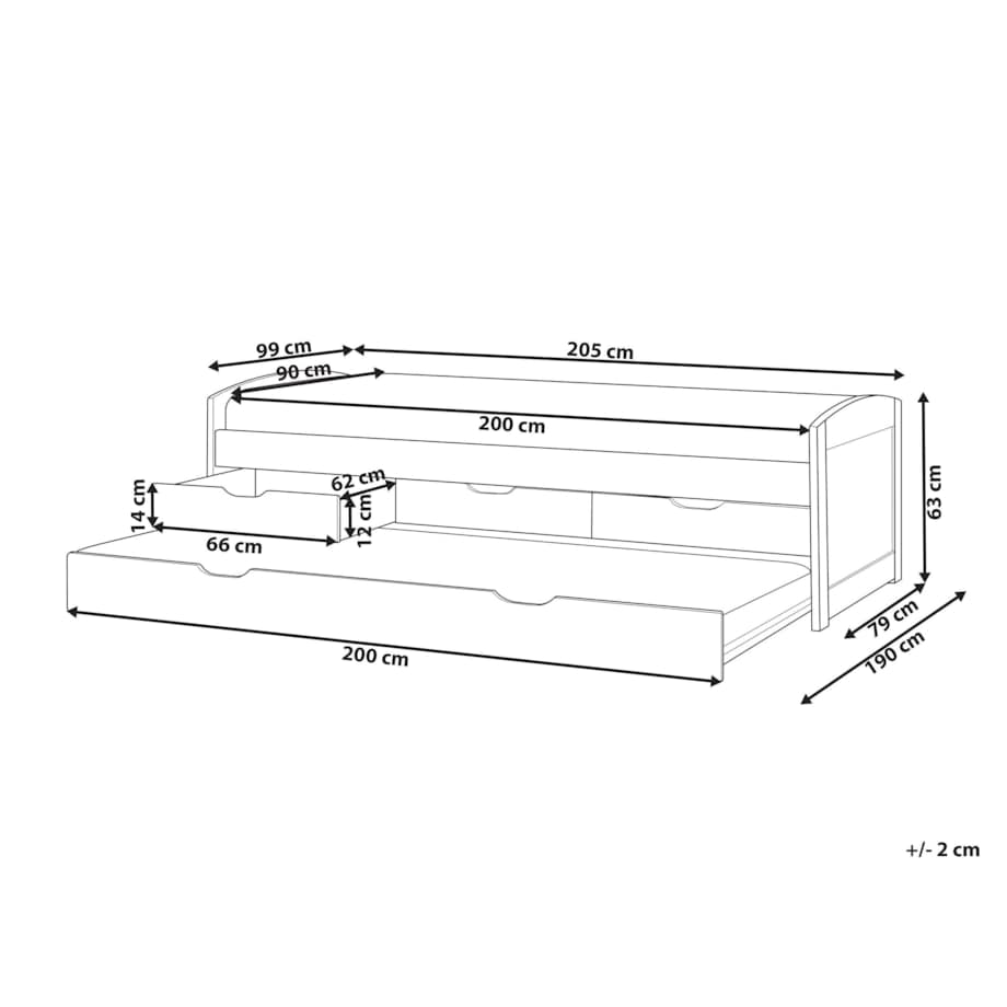 Łóżko wysuwane drewniane 90 x 200 cm jasne PETIVILLE