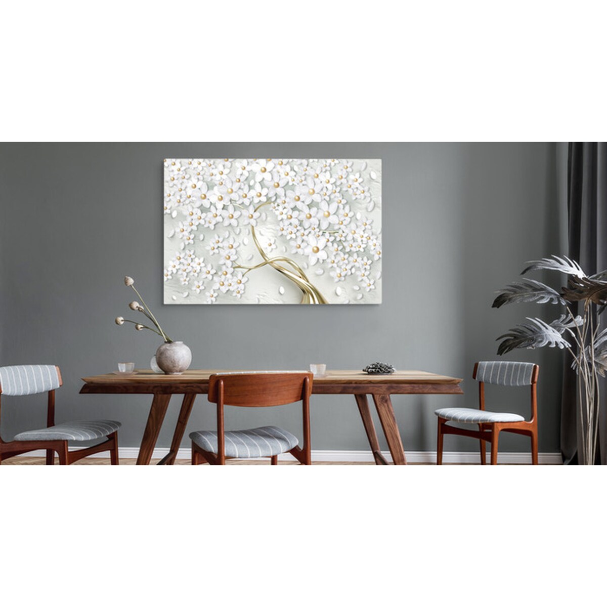 Obraz CANVAS Do Salonu Drzewo KWIATY 3D 120x80cm