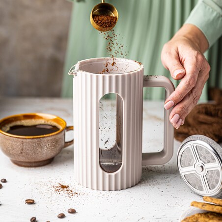 Zaparzacz do herbaty kawy szklany French Press 350 ml beżowy KLAUSBERG
