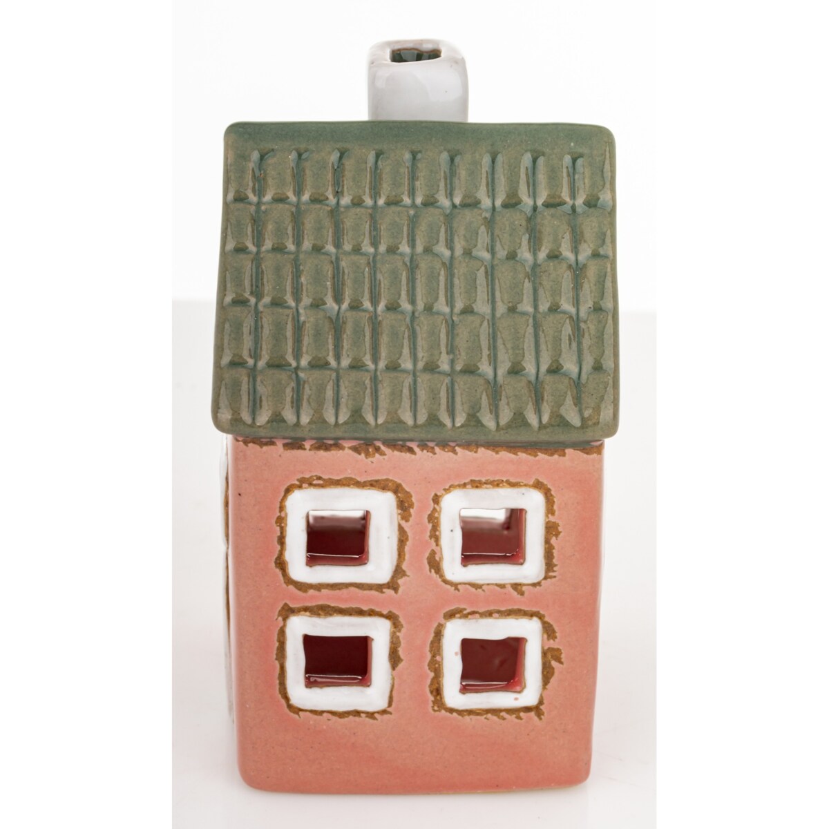 Ceramiczny domek 10,5x6x6 cm GILLI-3 na tea-lighty, czerwony