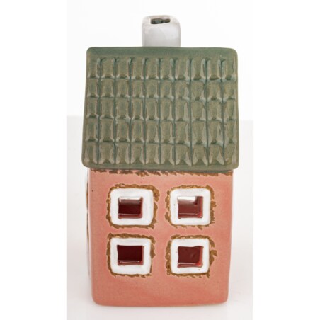 Ceramiczny domek 10,5x6x6 cm GILLI-3 na tea-lighty, czerwony
