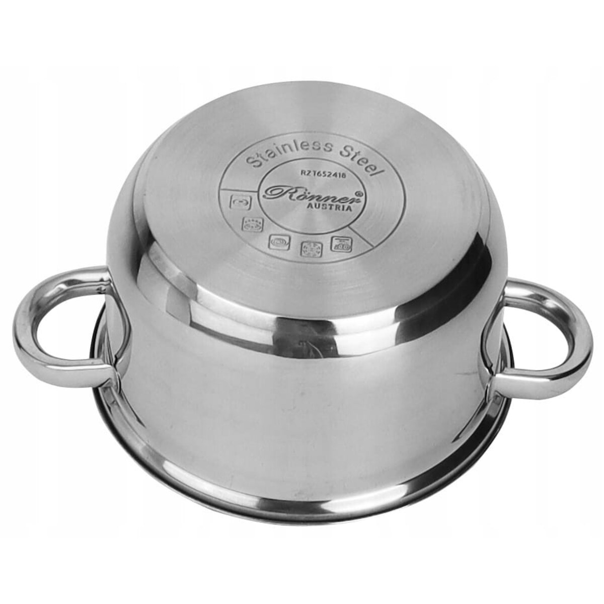 Garnek stalowy z pokrywką 16cm 1.8L gaz indukcja ROSSNER
