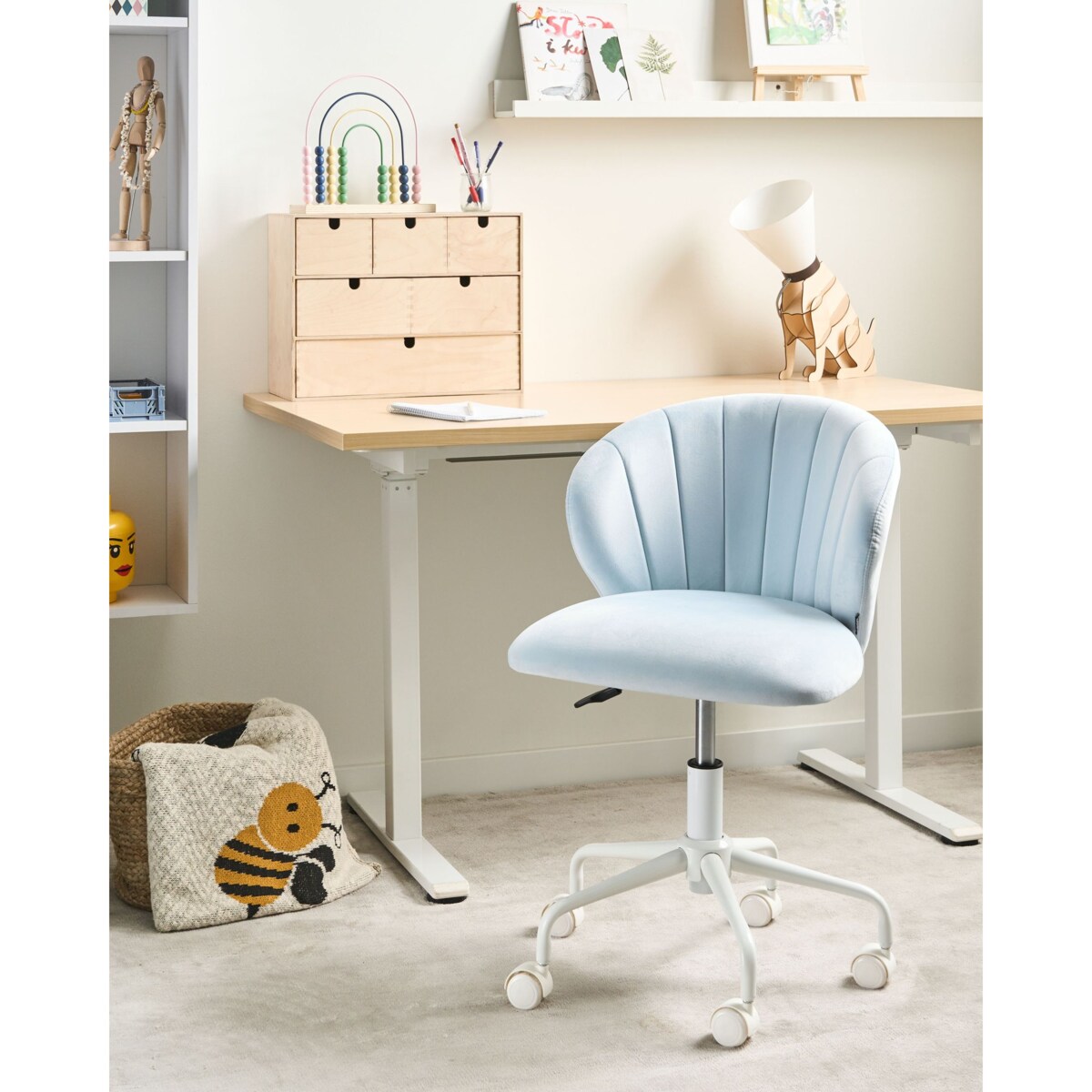 Krzesło obrotowe CHEERFUL Welur Błękitny