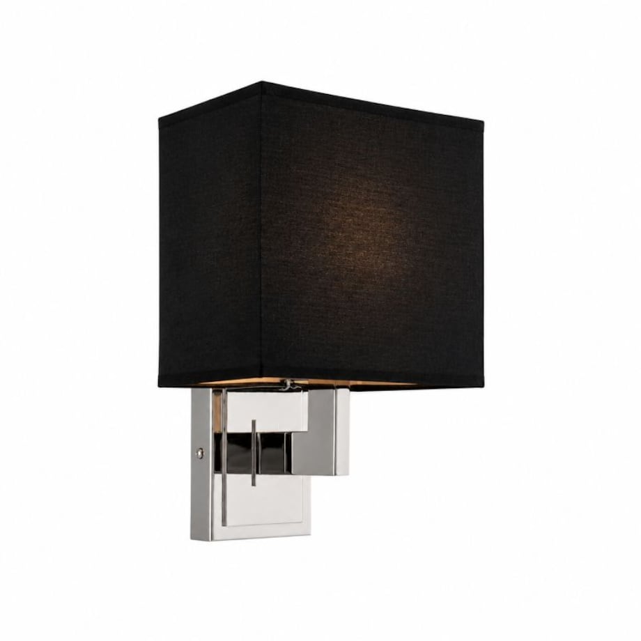 Niklowany kinkiet w stylu glamour, czarny abażur LERDO BLACK